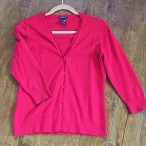 GAP Button Down 3/4 Sleeve Red Cardigan Top Medium